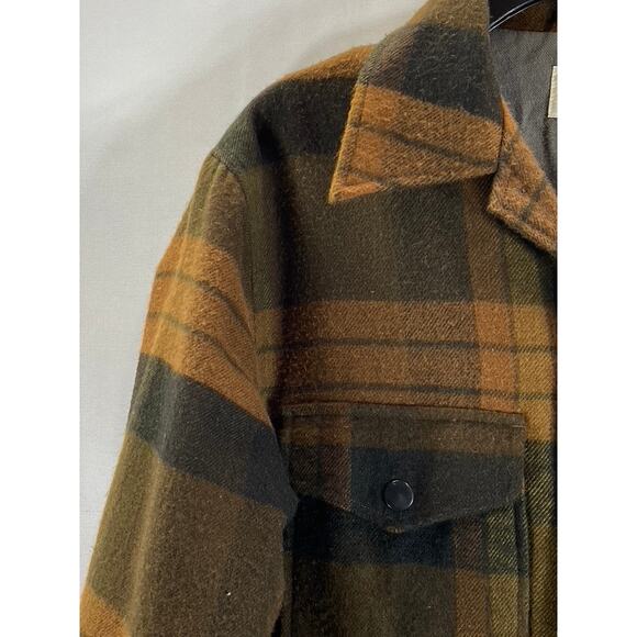 VOLCOM Men's Brown Plaid Workwear Wool-Blend Button-Up Jacket SZ M - Picture 3 of 12